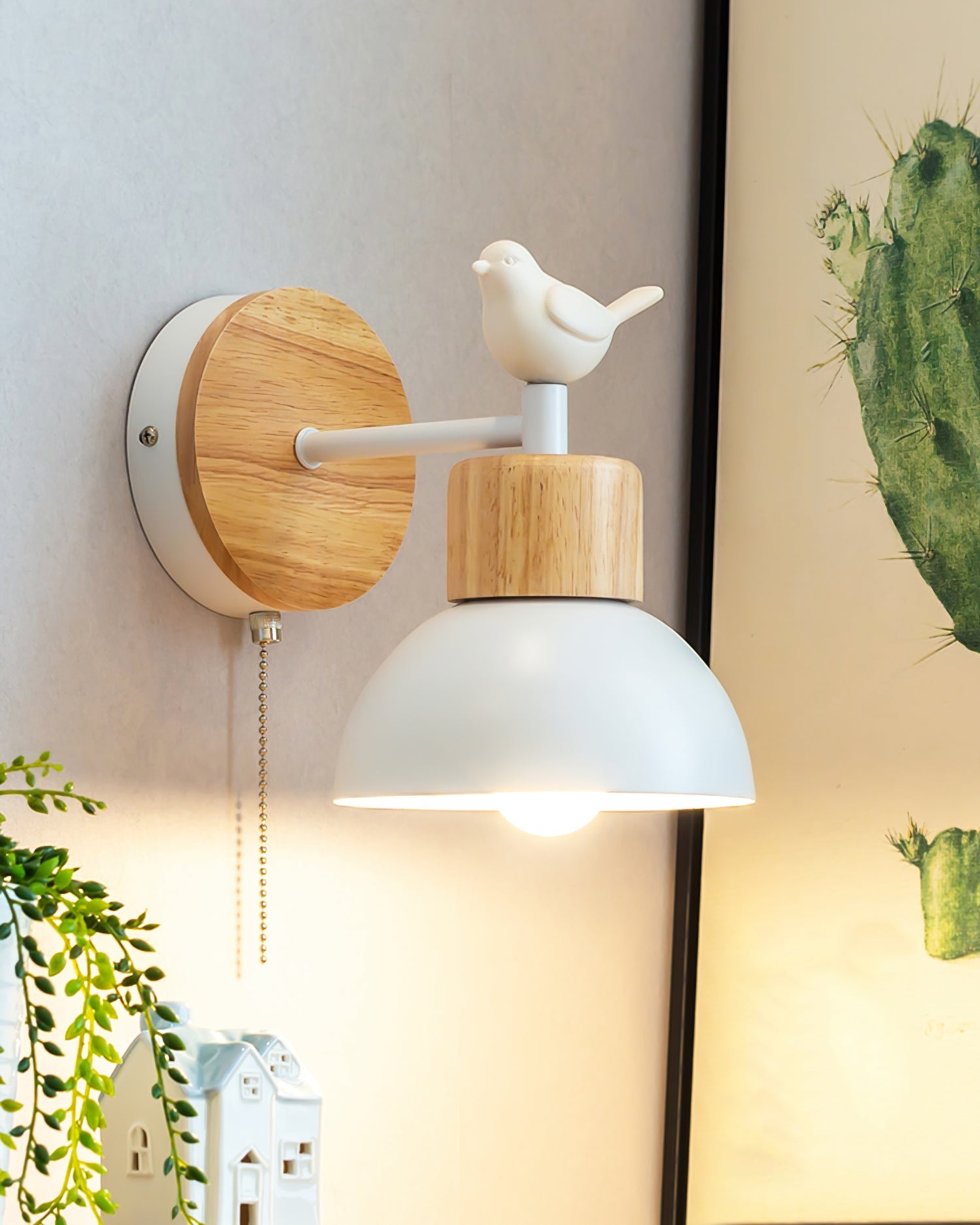 Whimsical Wall Light | Perched Bird Figurine Sculptural Sconce Fixture