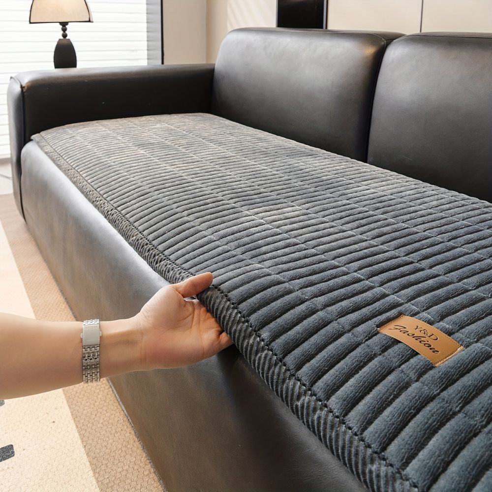 Soft Textured Couch Cover | Ribbed Quilted Sofa Bedding