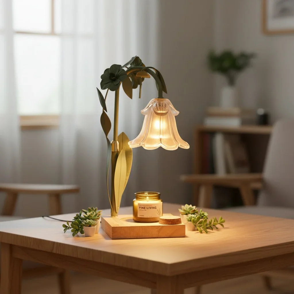 Dimmable Flower Shade Candle Warmer Lamp
