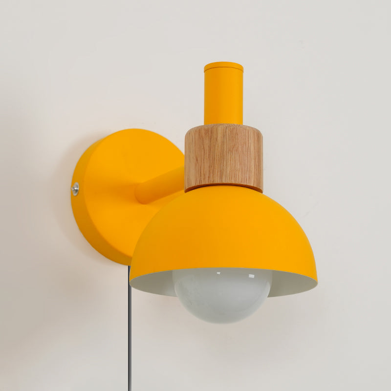Classic Wall Light | Curved Arm Dome Shade Plug In Sconce