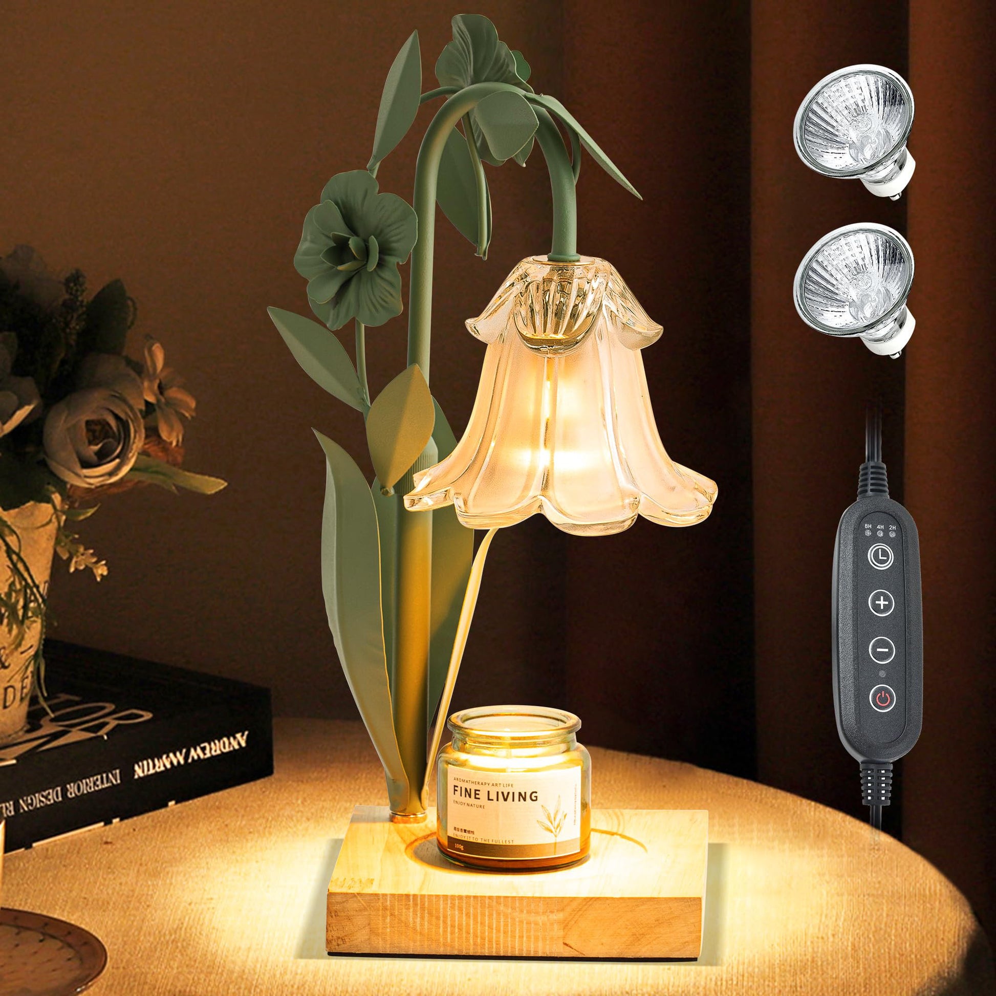 Dimmable Flower Shade Candle Warmer Lamp