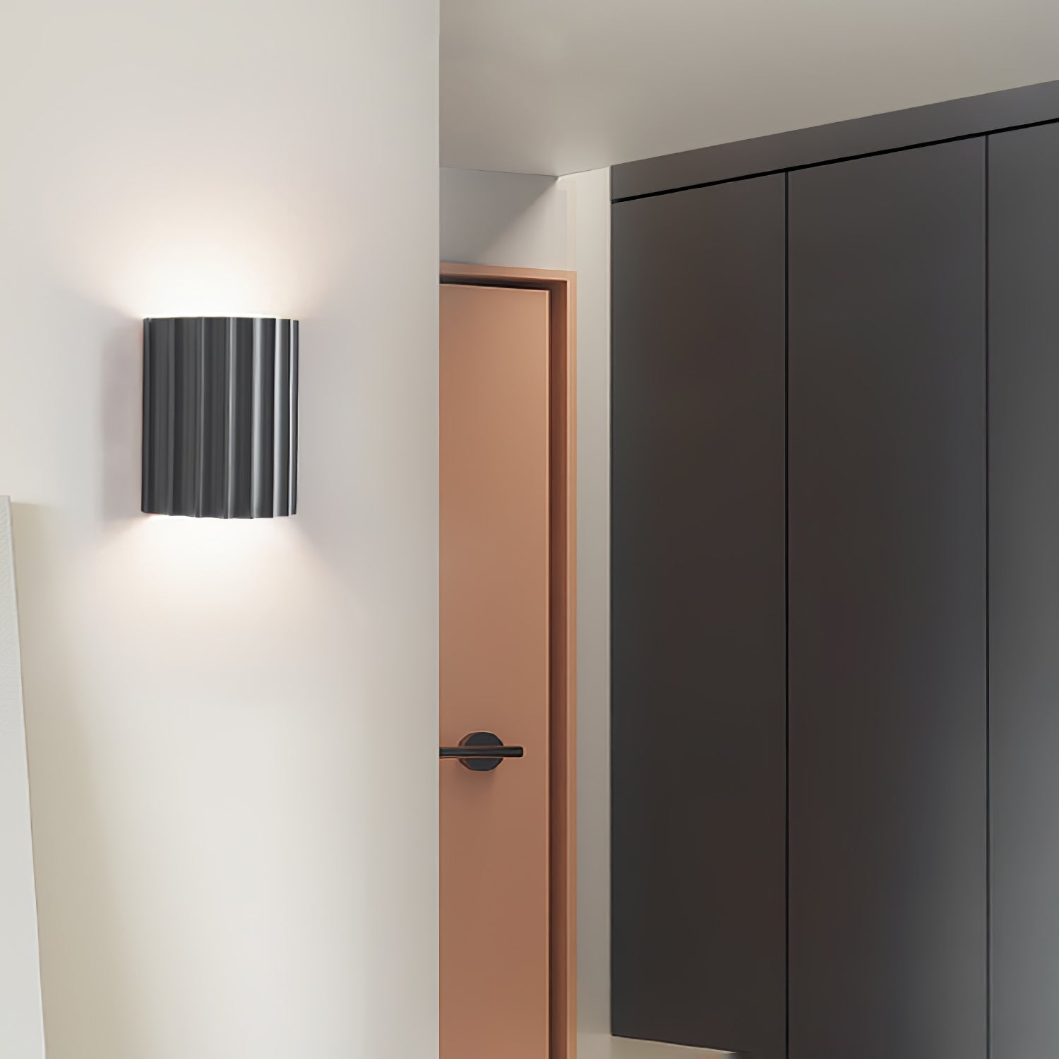 Fluted Wall Light | Textured Resin Cylindrical Sconce Fixture