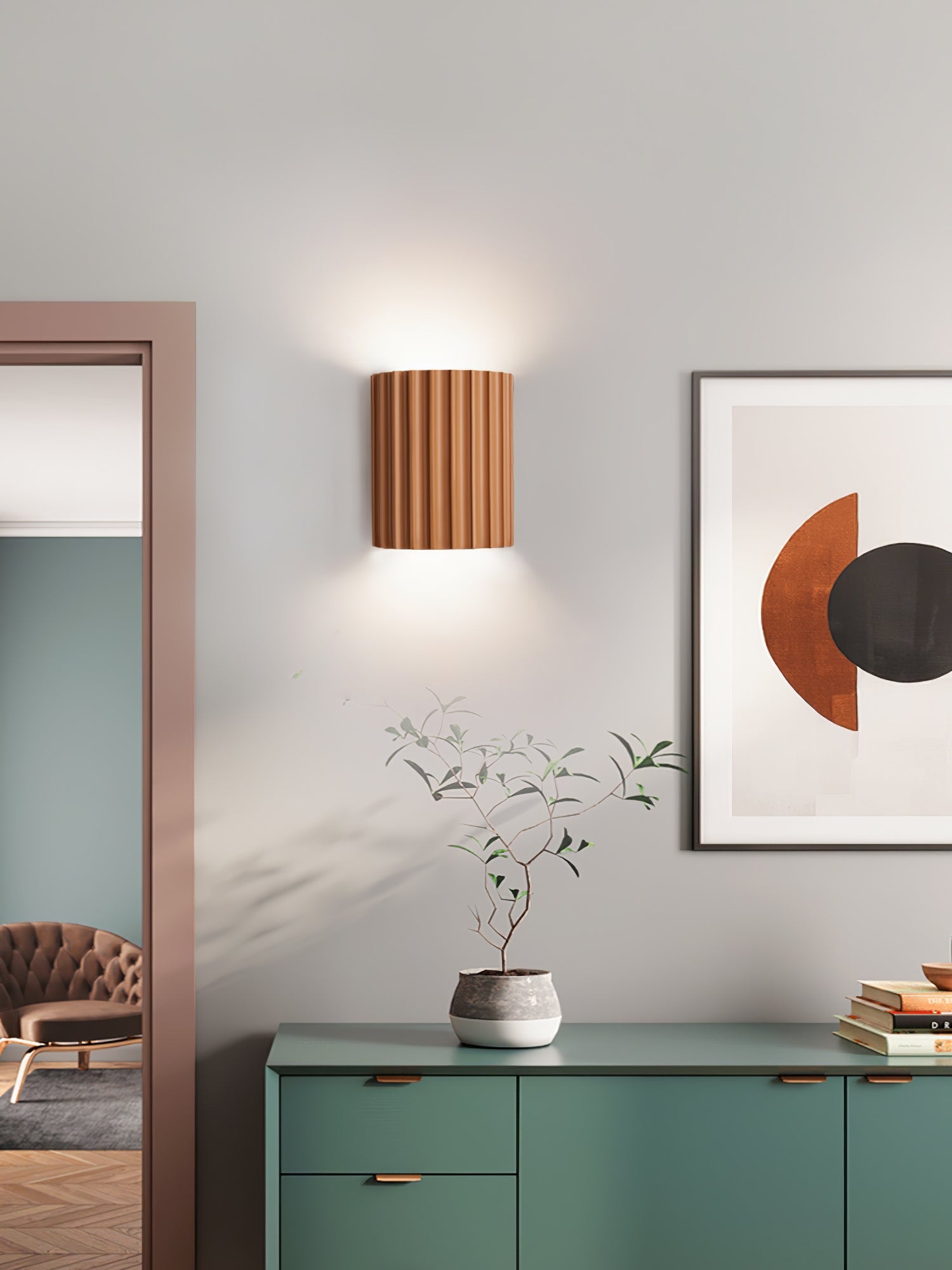 Fluted Wall Light | Textured Resin Cylindrical Sconce Fixture