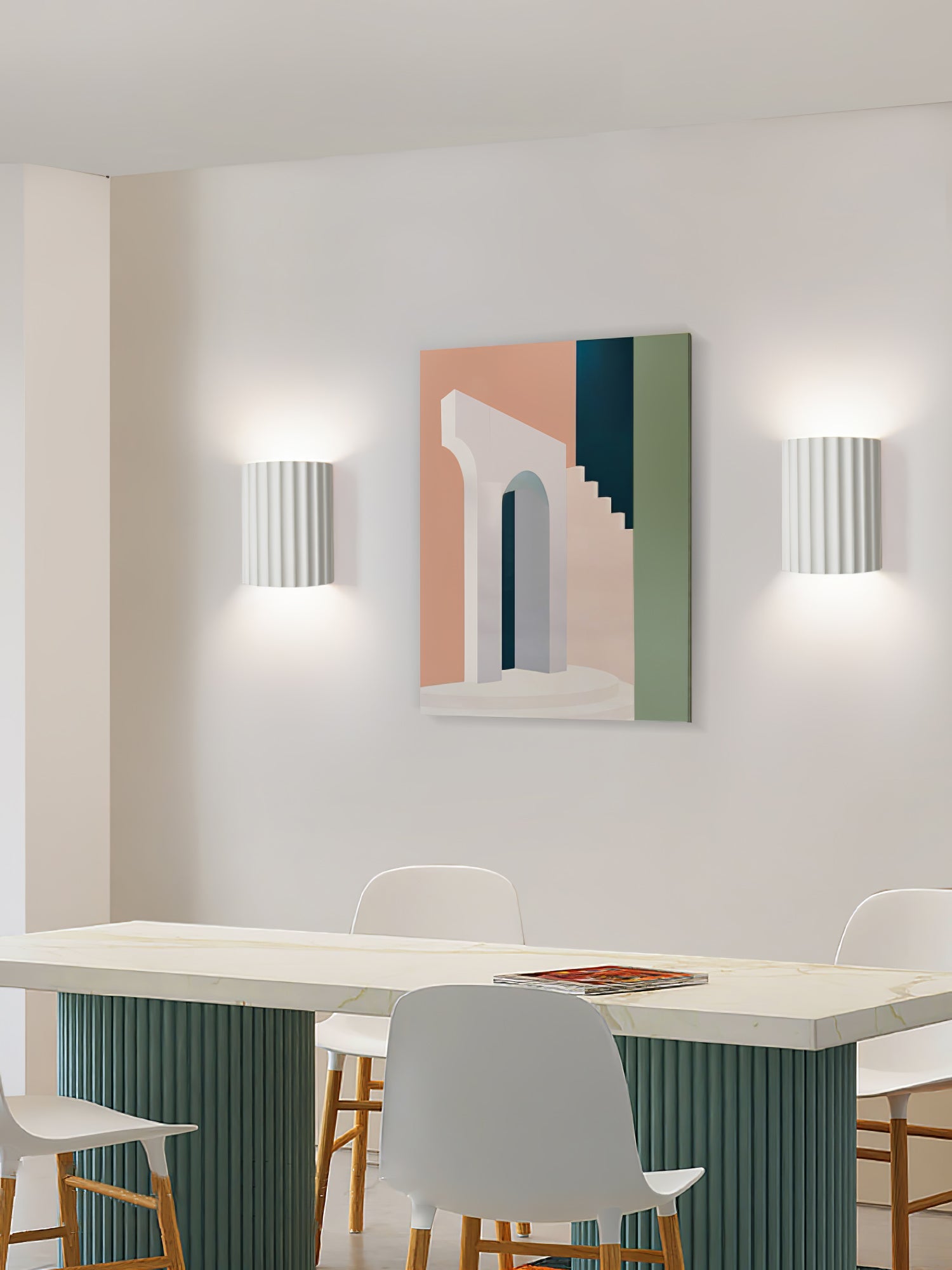 Fluted Wall Light | Textured Resin Cylindrical Sconce Fixture