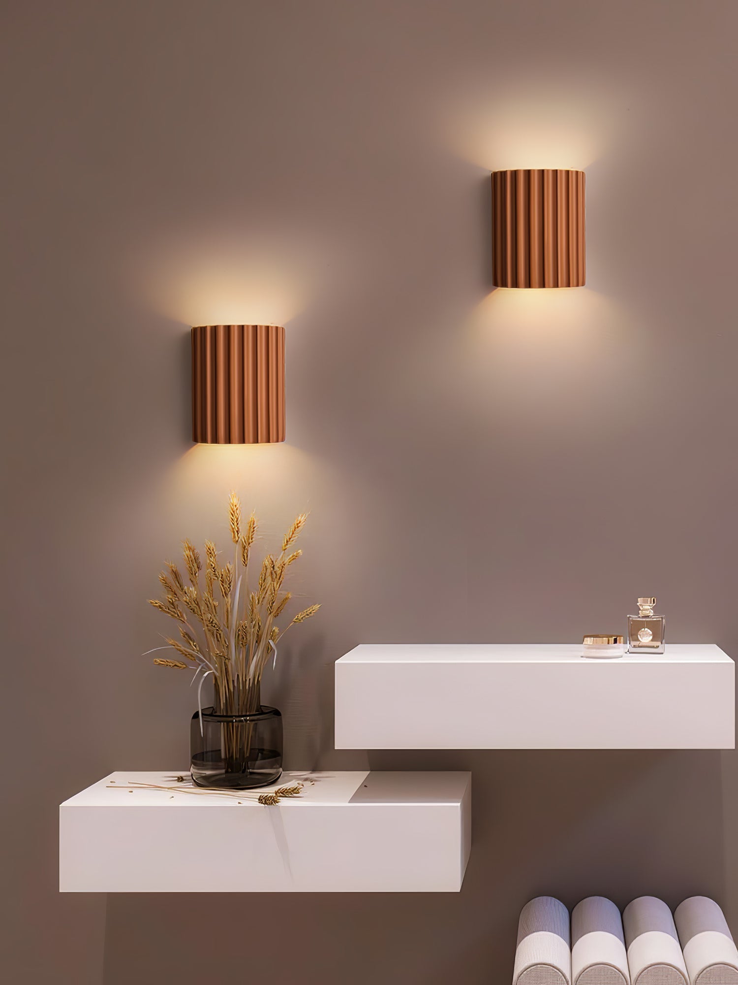 Fluted Wall Light | Textured Resin Cylindrical Sconce Fixture