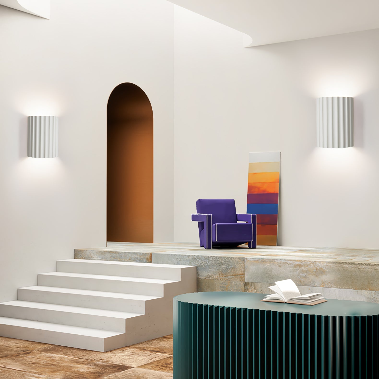 Fluted Wall Light | Textured Resin Cylindrical Sconce Fixture