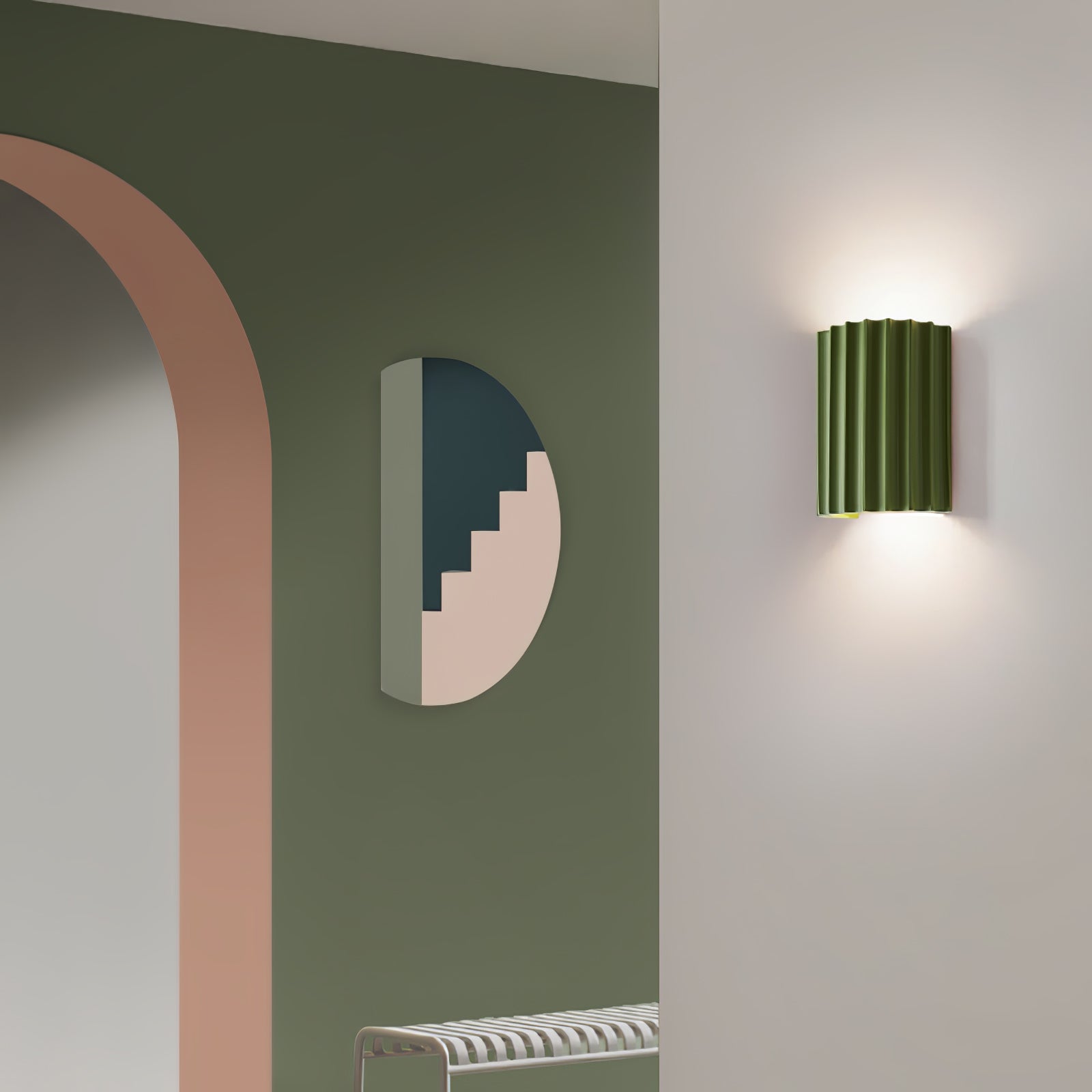 Fluted Wall Light | Textured Resin Cylindrical Sconce Fixture