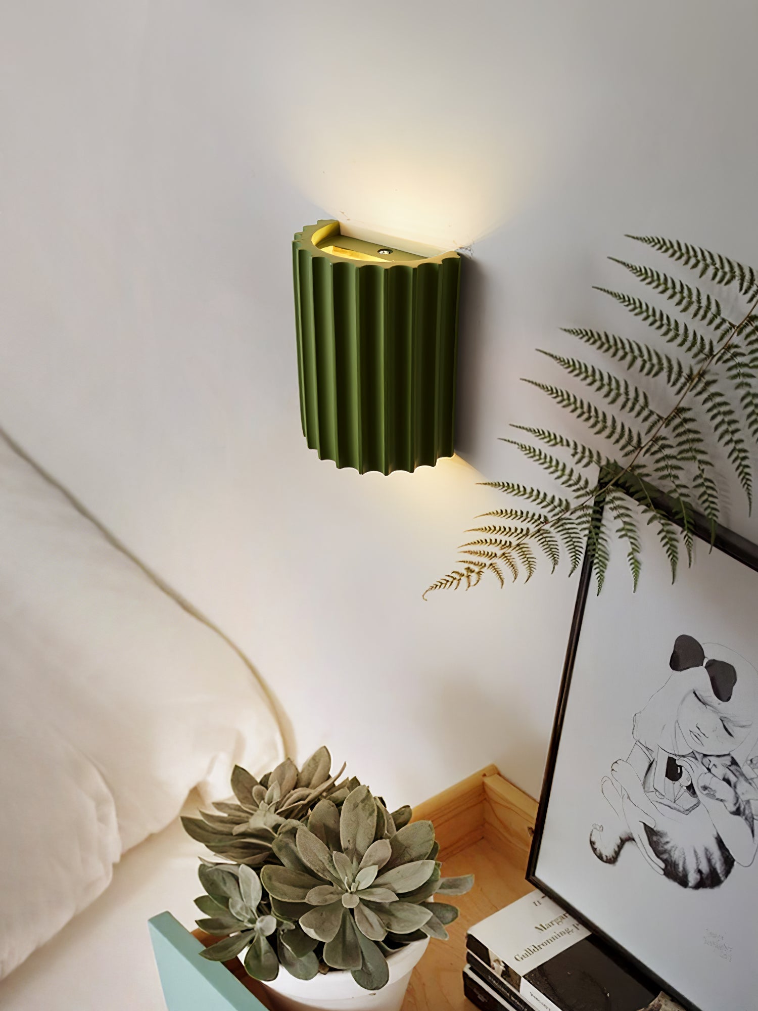 Fluted Wall Light | Textured Resin Cylindrical Sconce Fixture