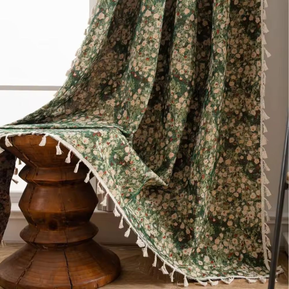 Vintage Floral Tapestry Curtain