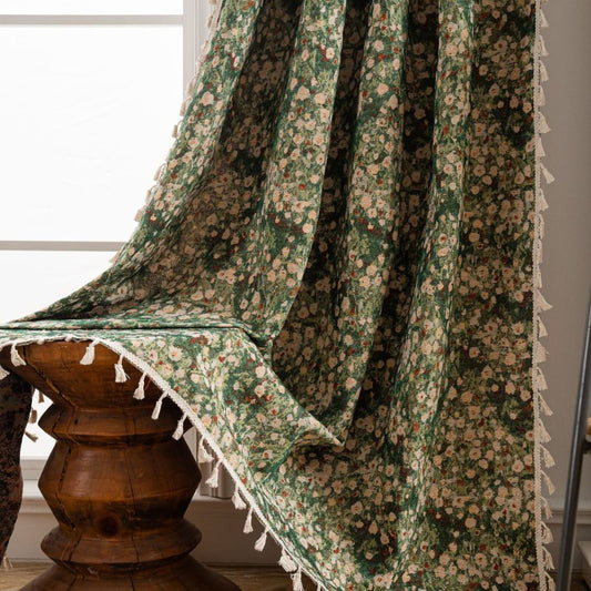 Vintage Floral Tapestry Curtain