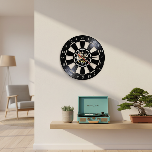 Vinyl Record Wall Clock | Vintage Dartboard 30cm Game Decor