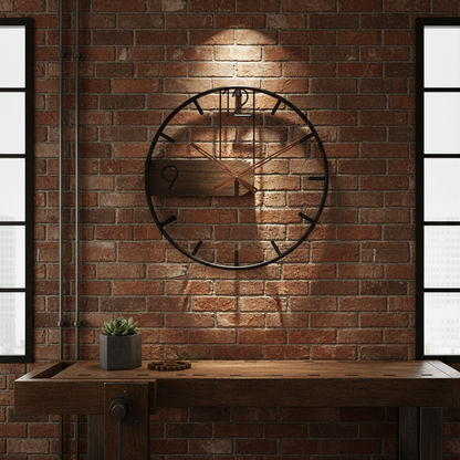 Walnut Wood Wall Clock | Modern Stainless Steel Frame