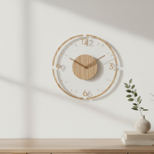 Large Scandinavian Wall Clock | Solid Wood Modern Decor