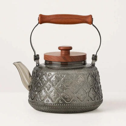 Glass Teapot with Infuser and Wooden Handle