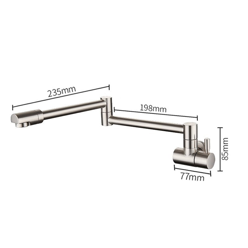 Saima - Modern Pot Filler Faucet Tap Wall Mounted Faucet BO-HA Brushed Nickel Side