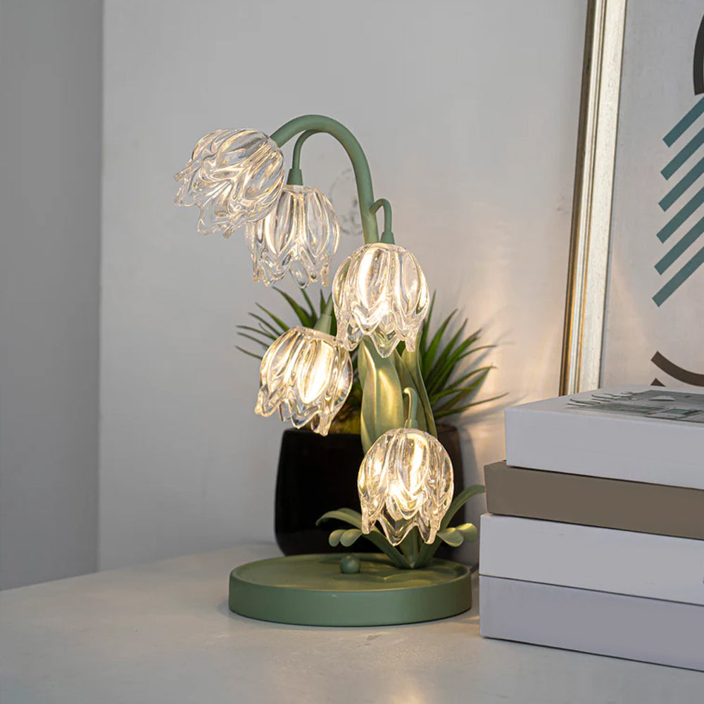 Floral Glass Accent Table Lamp