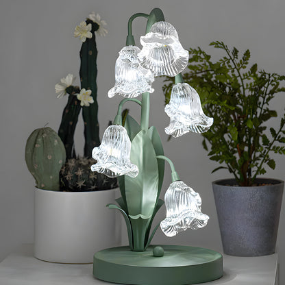 Floral Glass Accent Table Lamp