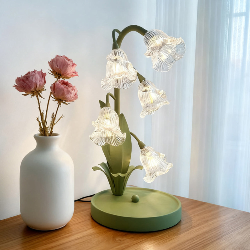 Floral Glass Accent Table Lamp