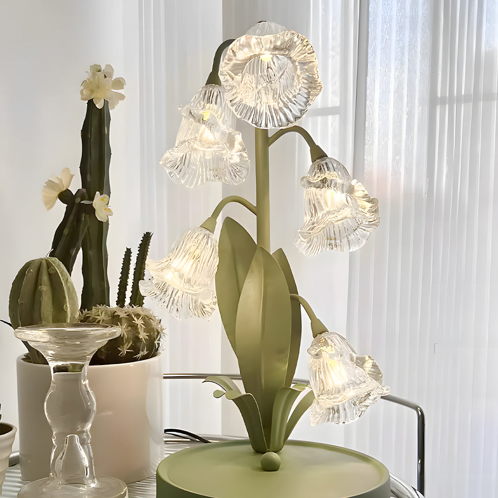 Floral Glass Accent Table Lamp