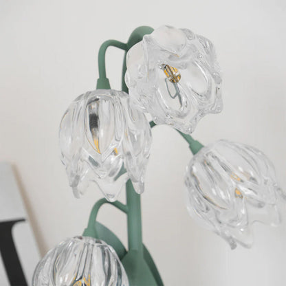 Floral Glass Accent Table Lamp