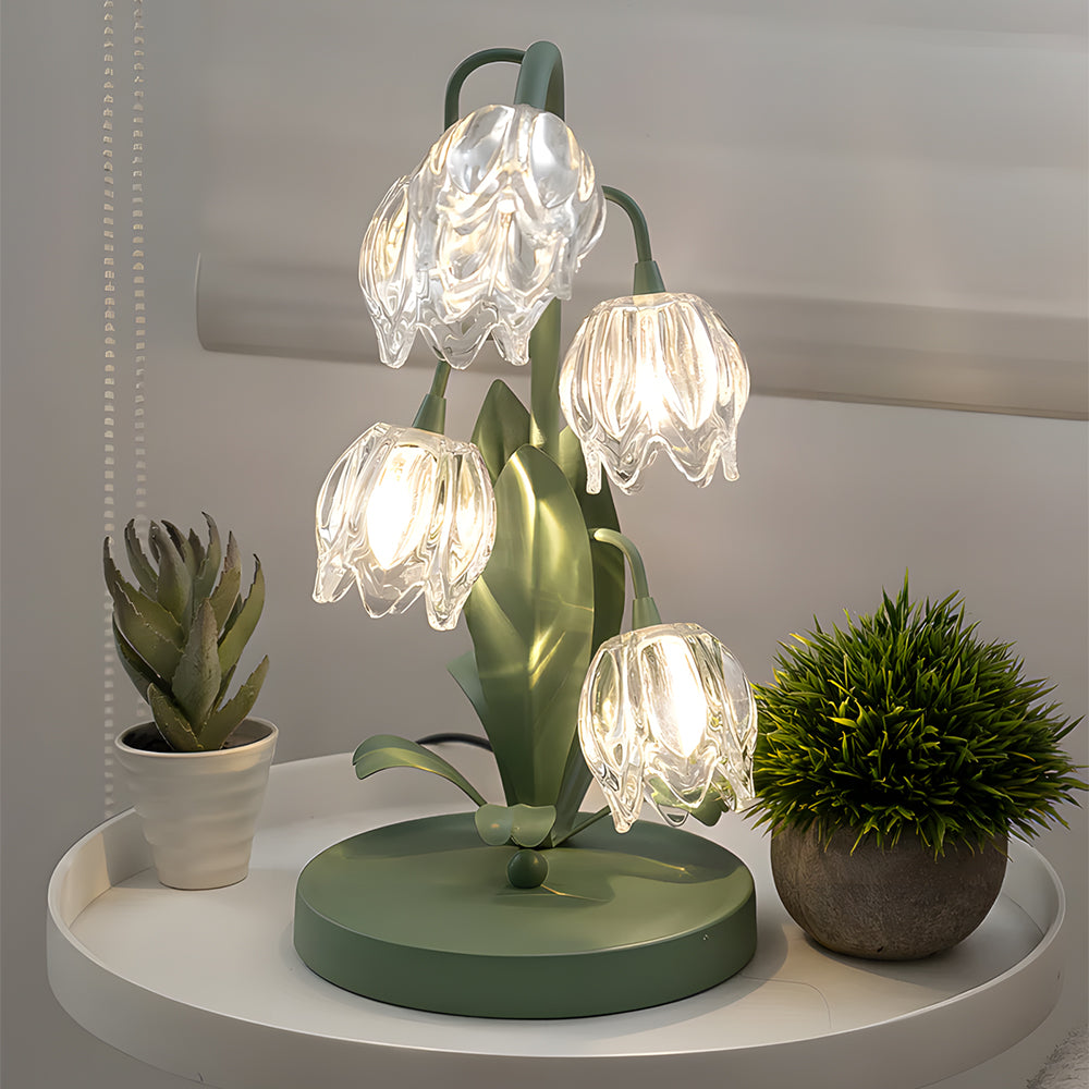 Floral Glass Accent Table Lamp