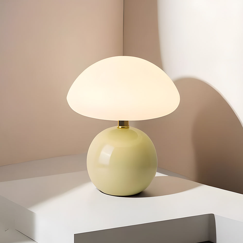 Mushroom Ceramic Table Lamp - Cream Finish