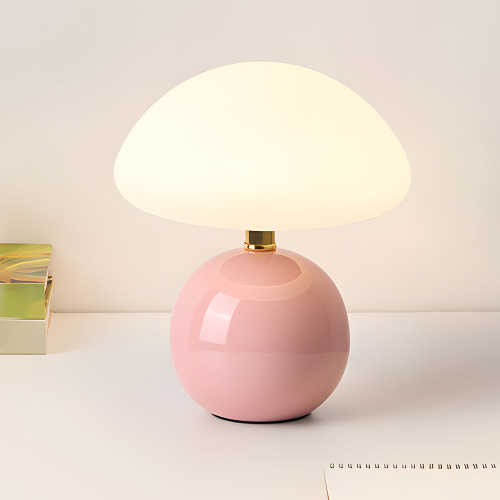 Mushroom Ceramic Table Lamp - Cream Finish