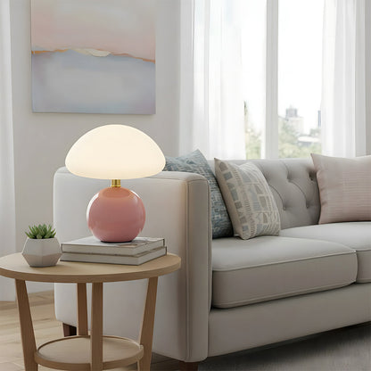 Mushroom Ceramic Table Lamp - Cream Finish