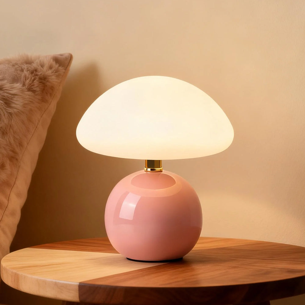 Mushroom Ceramic Table Lamp - Cream Finish