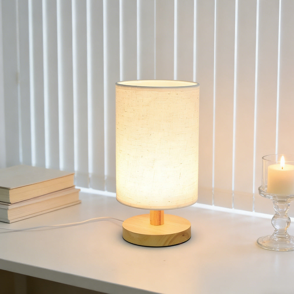 Nordic Fabric & Wood LED Table Lamp