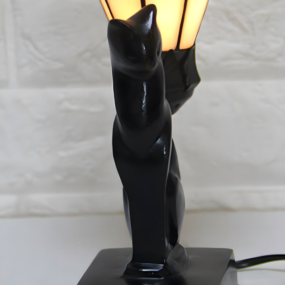 Tiffany-Style Cat Resin Table Lamp