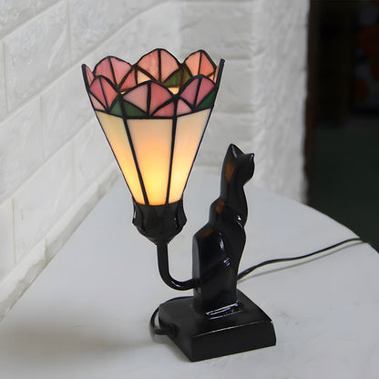 Tiffany-Style Cat Resin Table Lamp