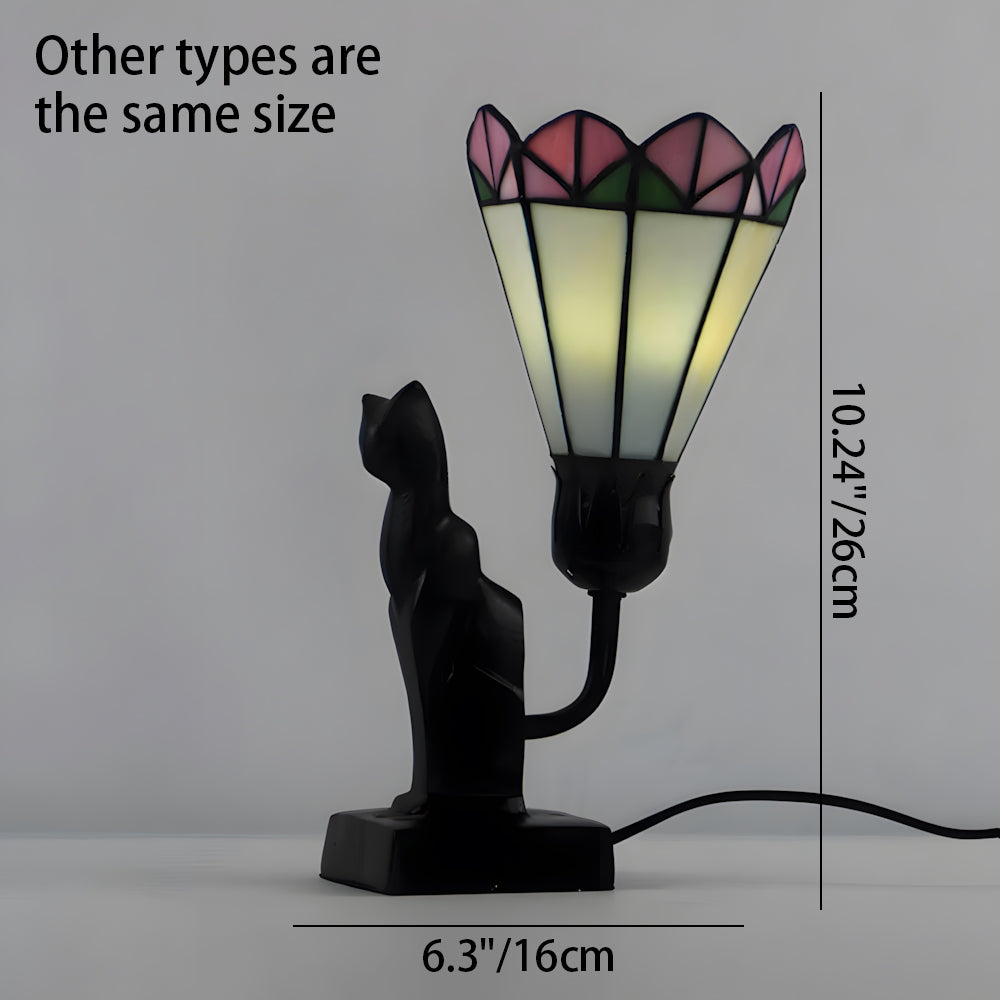 Tiffany-Style Cat Resin Table Lamp