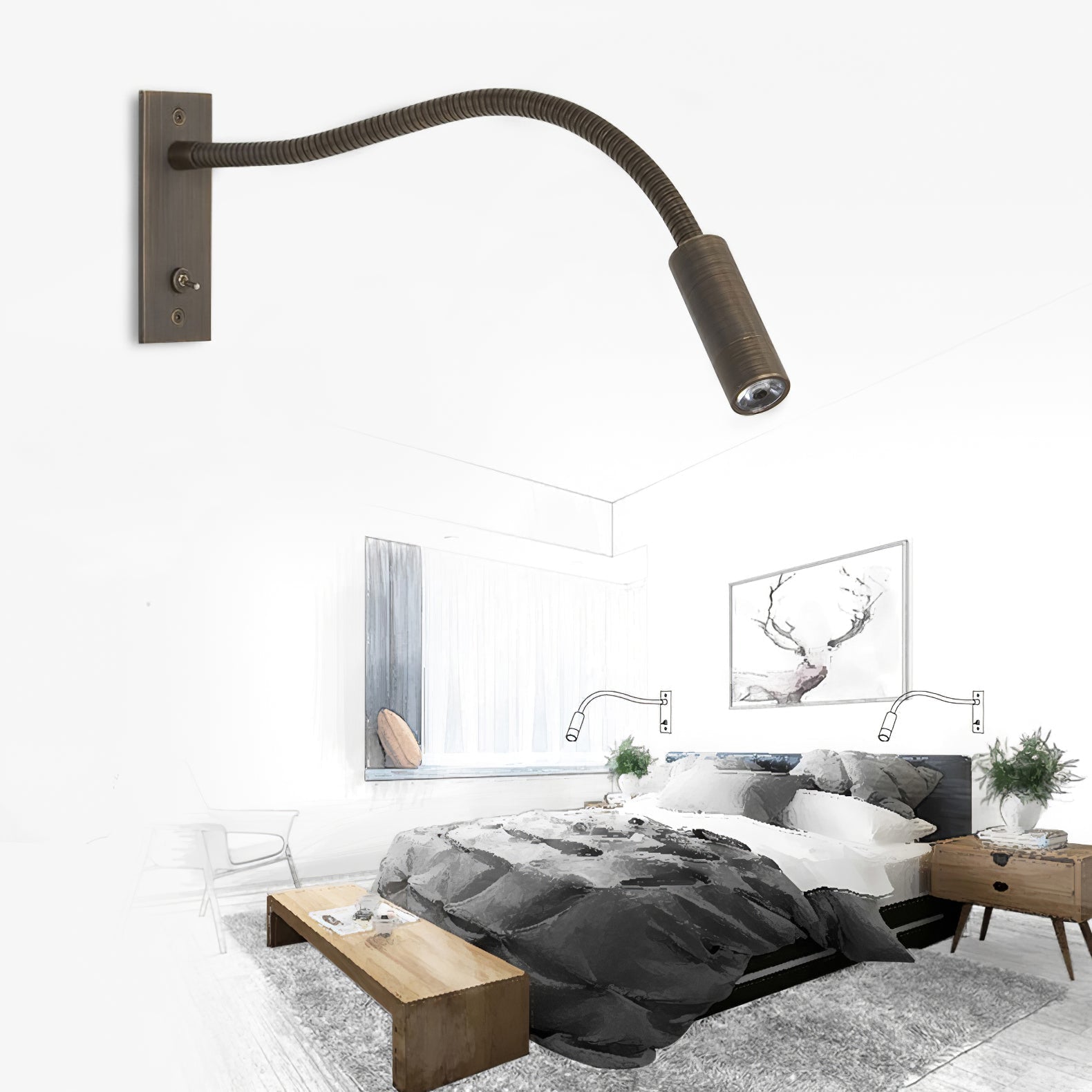 Art Deco Wall Light | Curved Linear LED Bar Sconce Fixture
