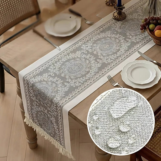 Lace Table Runner | White Cutout Detail