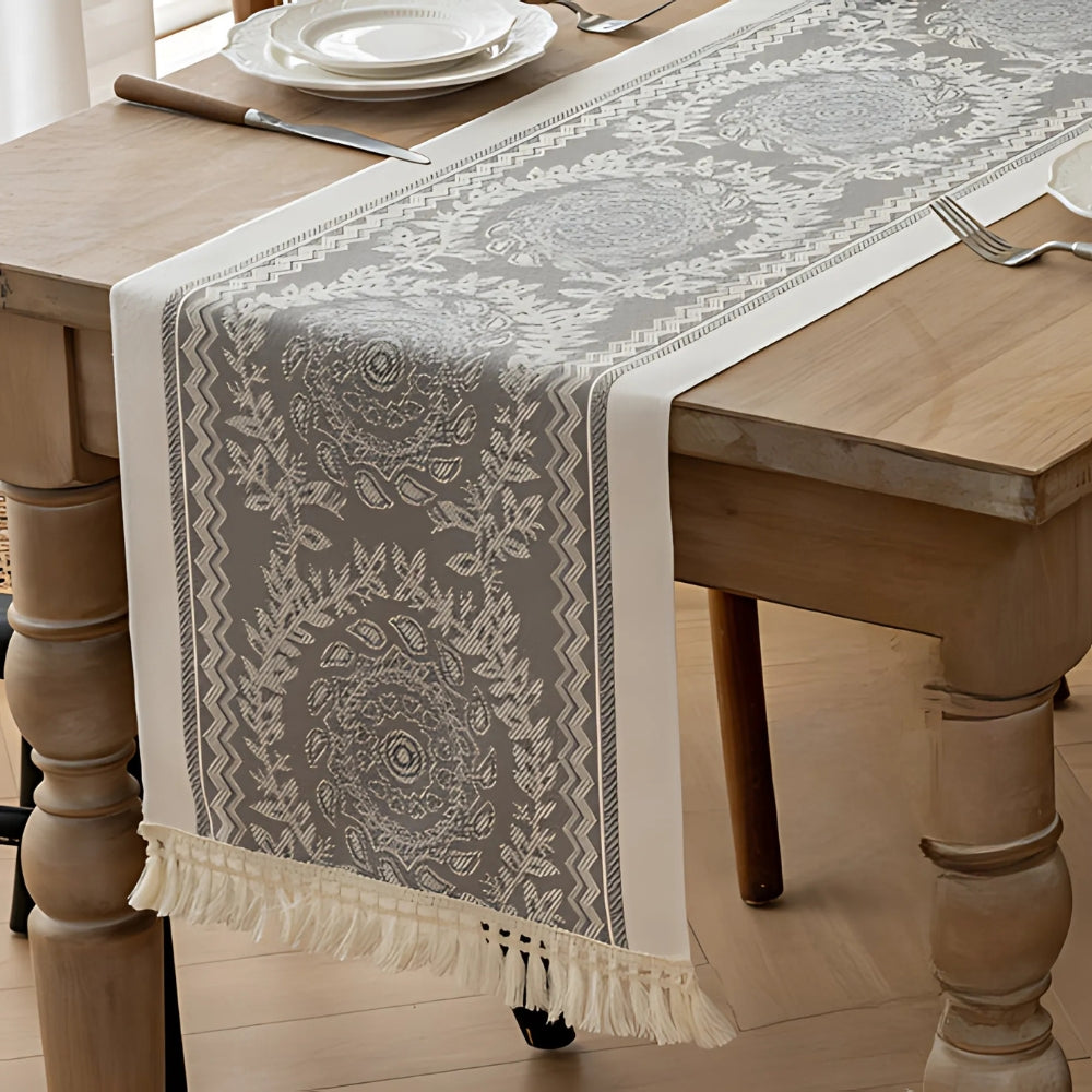 Lace Table Runner | White Cutout Detail