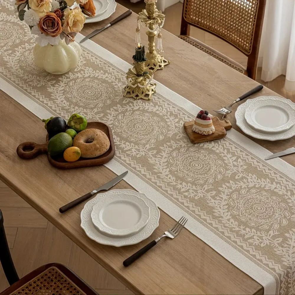 Lace Table Runner | White Cutout Detail