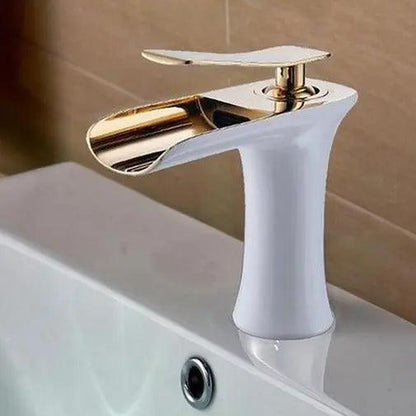 Mai - Single Handle Gold Bathroom Faucet BO-HA White & Golden