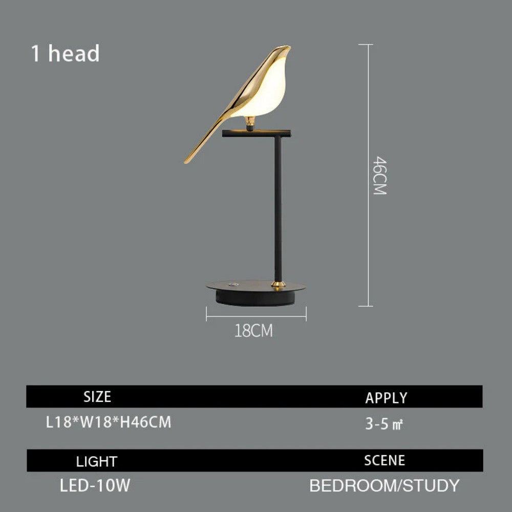 Golden Bird Sculptural Table Lamp