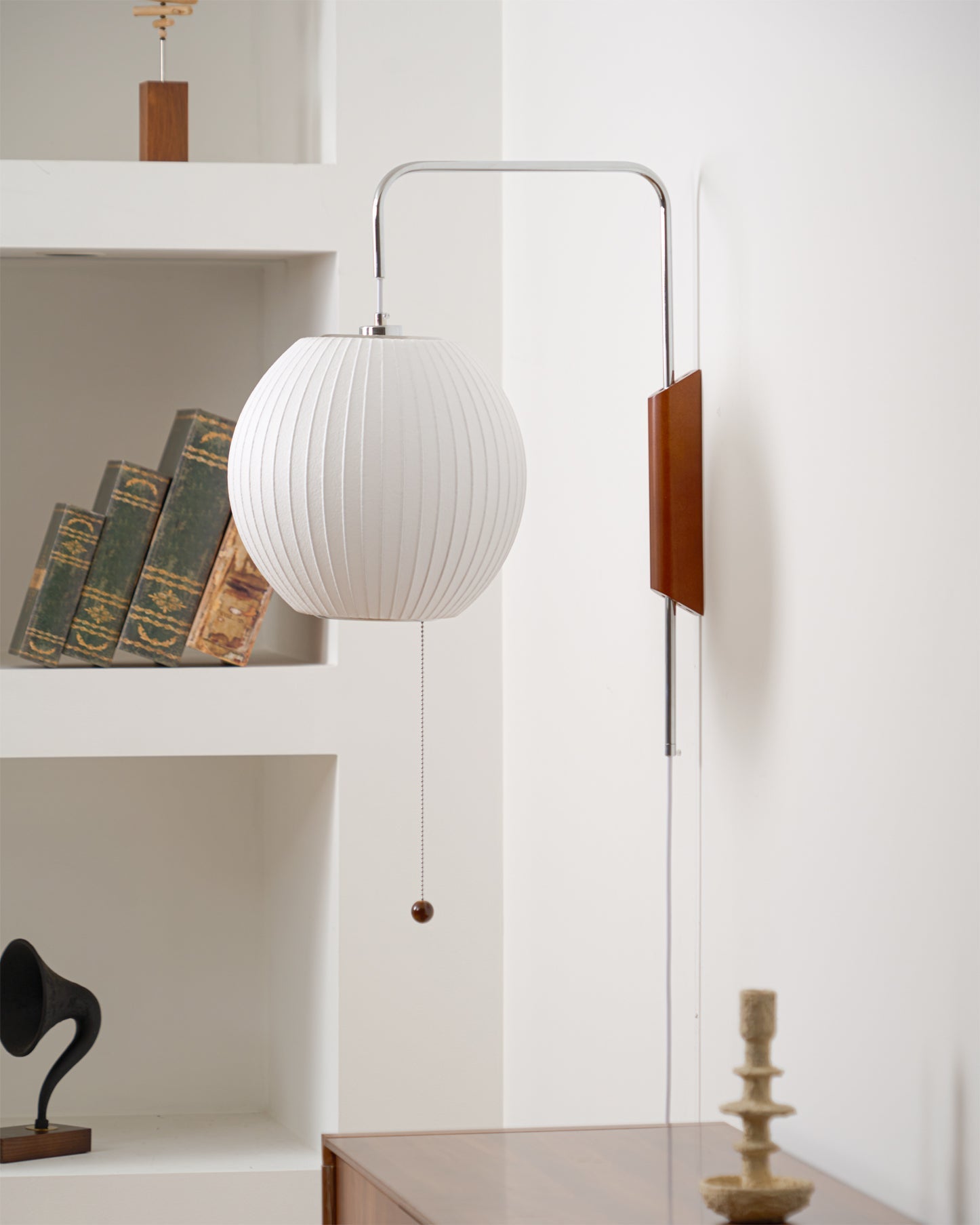 Mid Century Wall Light | Bubble Translucent Pleated Capsule Sconce