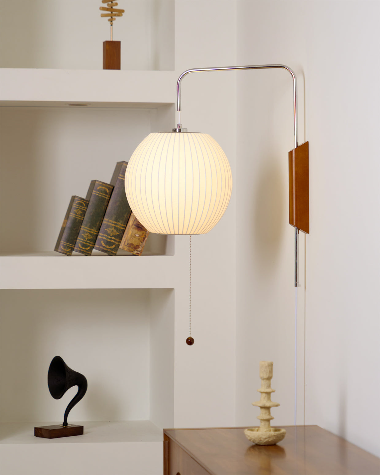 Mid Century Wall Light | Bubble Translucent Pleated Capsule Sconce