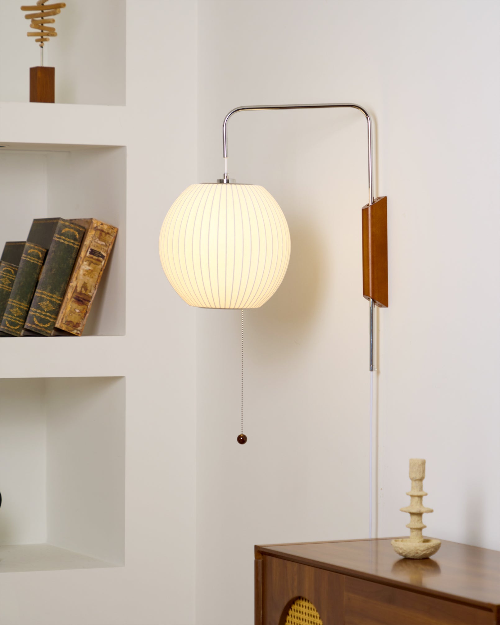 Mid Century Wall Light | Bubble Translucent Pleated Capsule Sconce