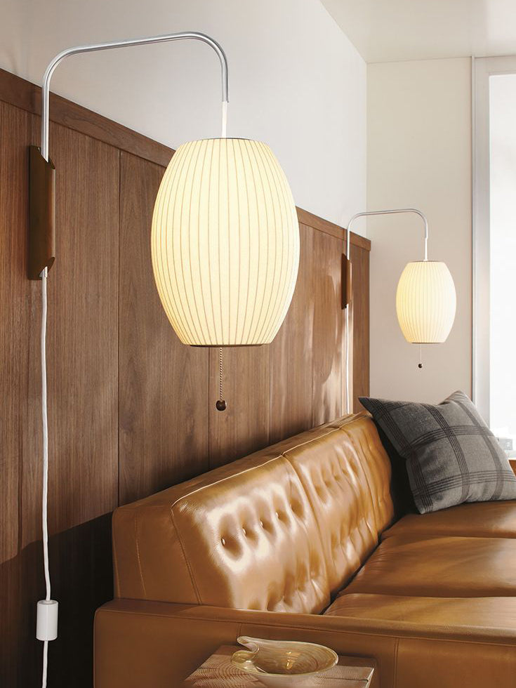 Mid Century Wall Light | Bubble Translucent Pleated Capsule Sconce