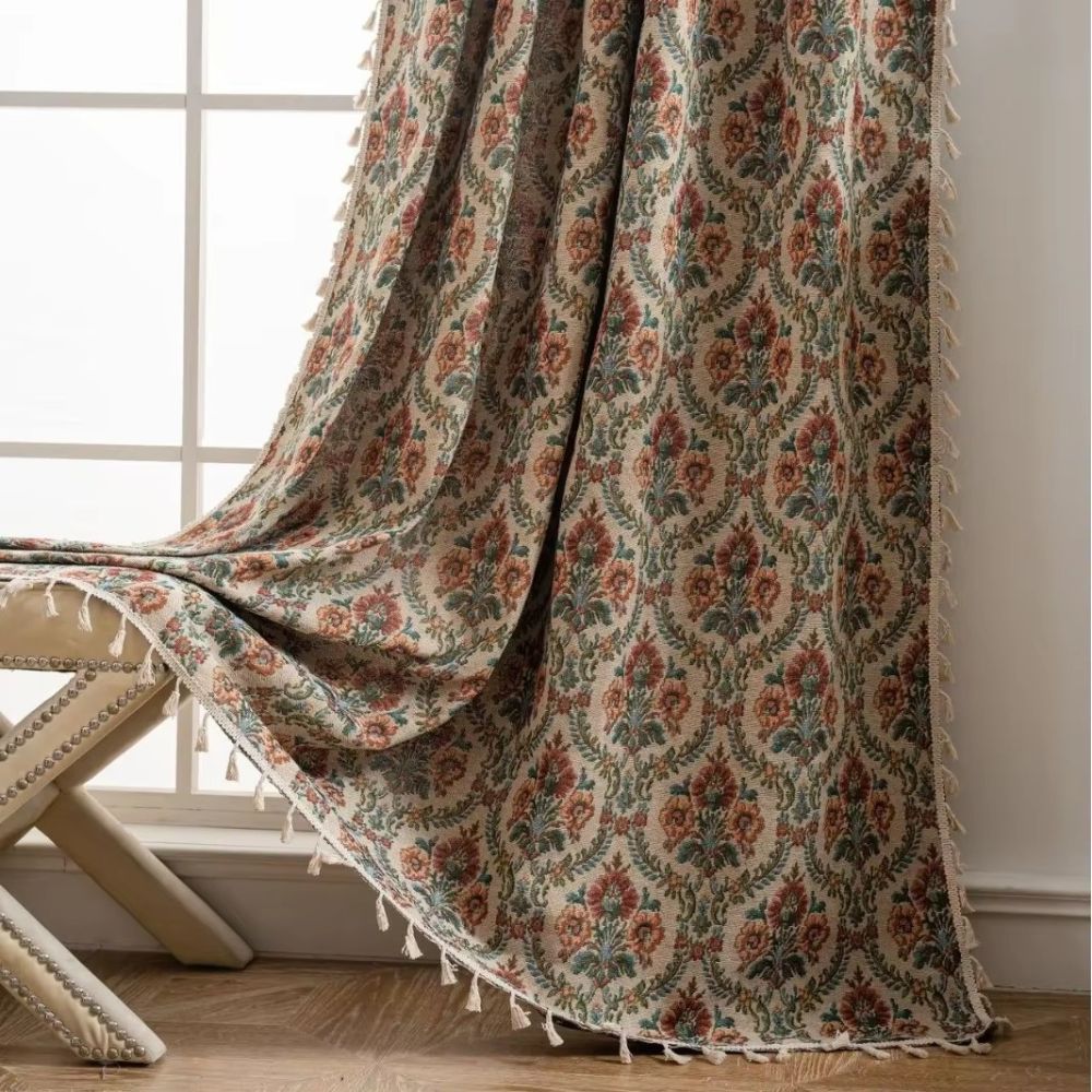 Floral Tassel Curtain Panel