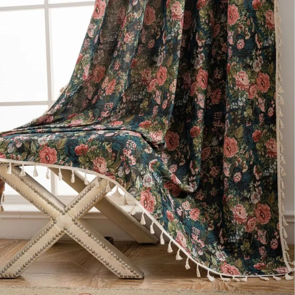 Floral Tassel Curtain Panel