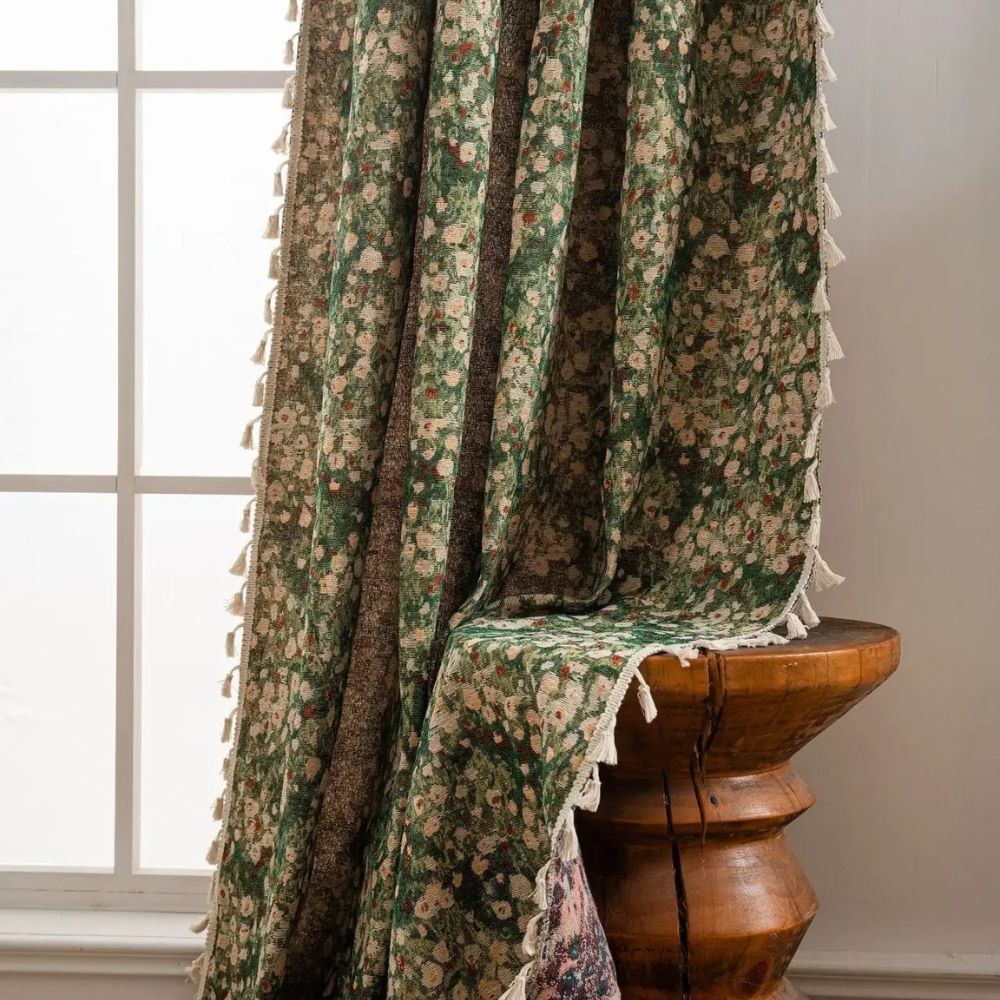 Floral Tassel Curtain Panel