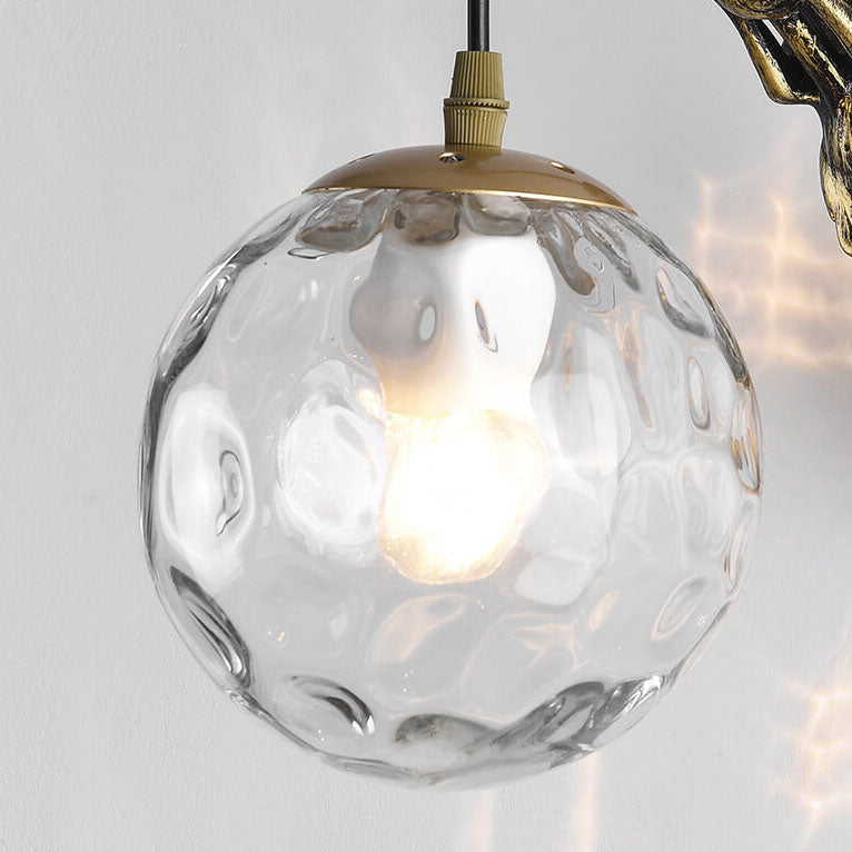 Vintage Wall Sconce | Rustic Metal Arm with Glass Orb