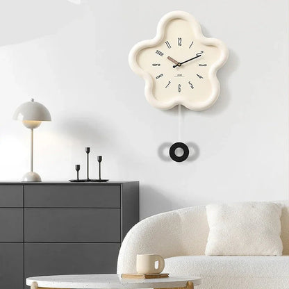 Flower Shape Pendulum Wall Clock