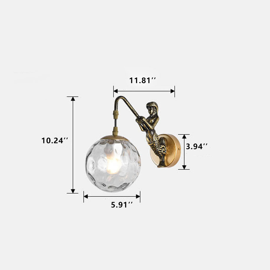 Vintage Wall Sconce | Rustic Metal Arm with Glass Orb