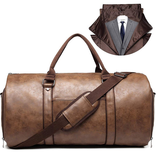 Leather Garment Duffel Bag | Convertible Travel Suit Bag